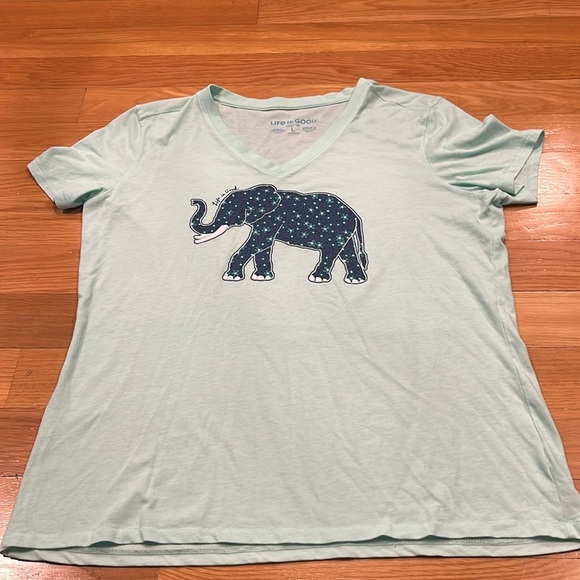 Life is good women’s short sleeve vneck shirt size large . - Picture 1 of 6